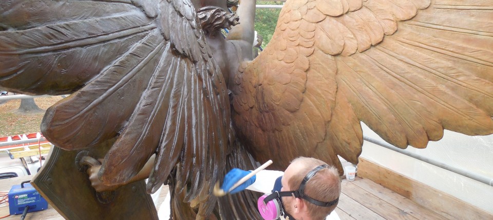 0.11 Spirit of Victory, 1926, Longman, Hartford, CT. Coating the bronze sculpture.
