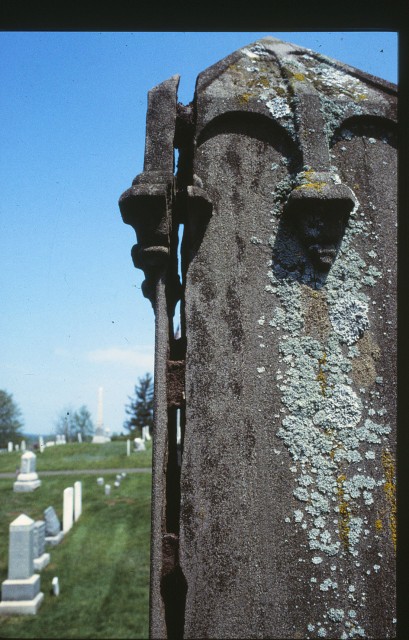 Wadsworth, 1860, CT Valley Sandstone Obelisk, Center Cemetery, Durham, CT.