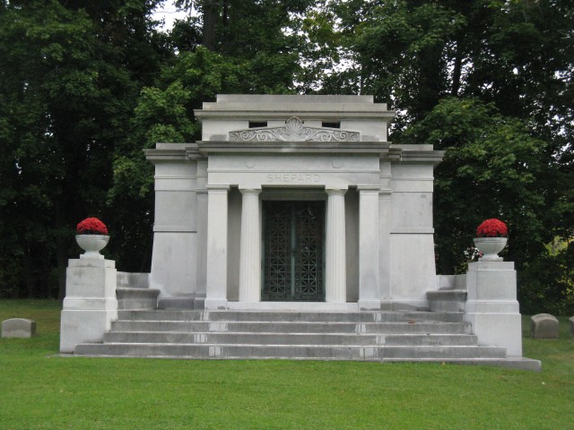 1.2.9 Shepard Mausoleum, Arthur Pickering, Forest Lawn  Cemetery, Buffalo, NY. Overview of the monument during assessment .