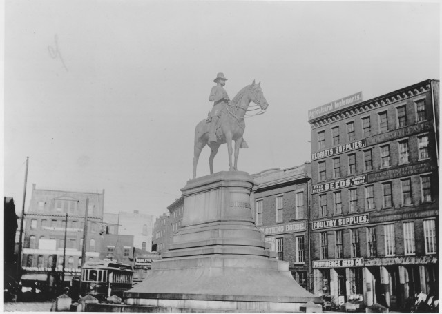 1.4.9 General Burnside Monument, Providence, RI.  1904 image  showing original setting of monument and attachments .
