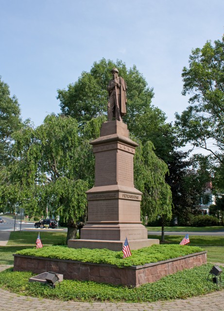 2.2.1 Soldiers Monument, Charles Conrads, 1868, Granby, CT. Overview of CT Valley sandstone monument after consolidation and treatment.
