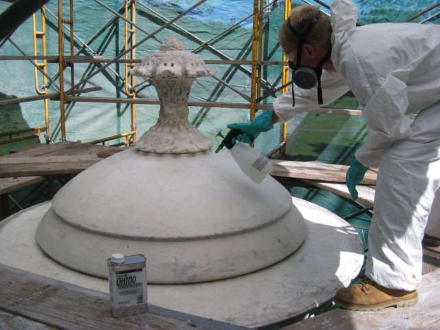 2.2.3 NHBF 4.5 DT Application of OH100 Consolidant to top dome and finial.