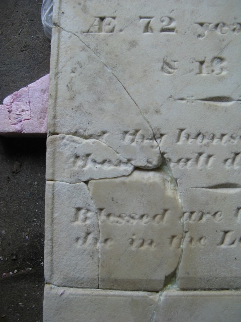 2.3.15 Captain John and Mary Rider, 1833, Danbury, CT. Overview of mended fragments.