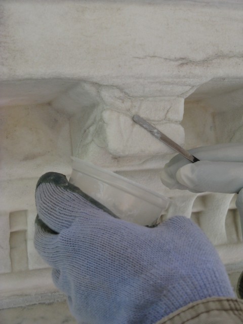 2.3.3 Bennett Fountain, Weir, New Haven, CT. Filing crack opening in marble dental.