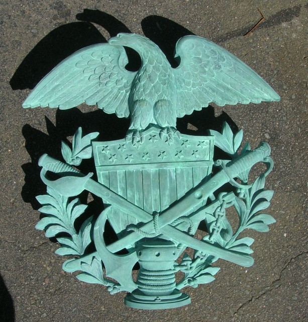 2.6.12 Soldiers and Sailors Monument, Melzar Mosman, 1876, Bridgeport, CT.  Resin replica cast to curb repeated theft.