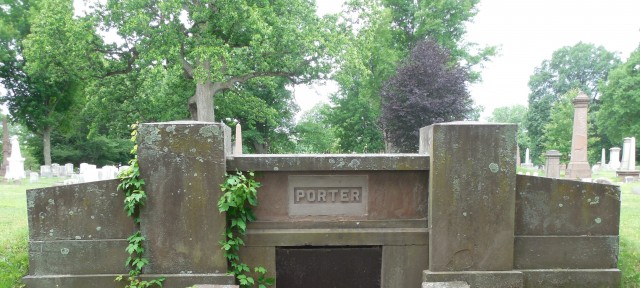 2.6.3 Porter Tomb, Old North Cemetery, Hartford, CT. Overview with sandstone replacement plaque.