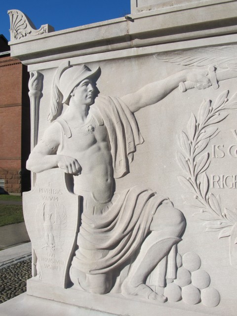 3.2.14 WWI Memorial, Evelyn Beatrice Longman, 1921, Naugatuck, CT.  Tennessee Limestone after treatment.