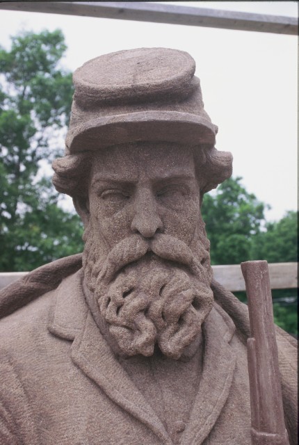 3.2.6 Soldiers Monument, Charles Conrads, 1868, Granby, CT.  CT Valley sandstone figure after conservation treatment.