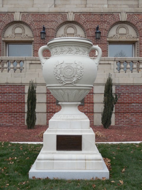 3.3.2 United Spanish War Veterans Memorial, 1933, CT VA Hospital. Overview of glazed terra cotta monument after treatment.