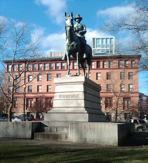 6.2.16 Major Burnside Monument, Launt Thompson, 1887, Burnside Park, Providence, RI.  Front overview of monument.