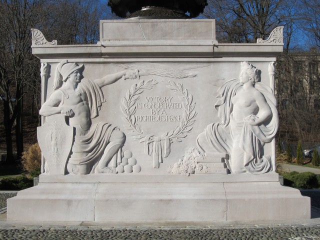 6.8.3 WWI Memorial, Evelyn Beatrice Longman, 1921, Naugatuck, CT. Front overview of Tennessee limestone relief carving.