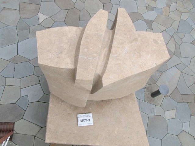 9.1.10 Costantino Nivola, 1962, Morse College, Yale University.  Top overview of cast stone sculpture after treatment.