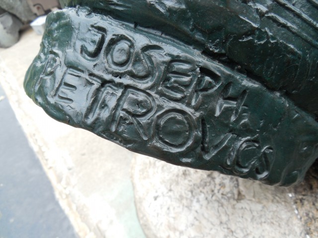 9.5.7  National Iwo Jima Memorial, Petrovics, 1995, New Britain, CT. Sculptor's signature.