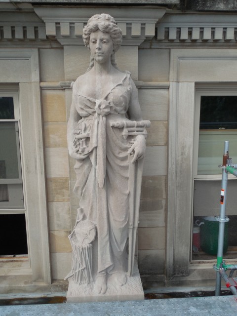 9.9.18 Marston Muses, 1900, Iowa State University, Ames. Civil. Front overview of the sculpture.